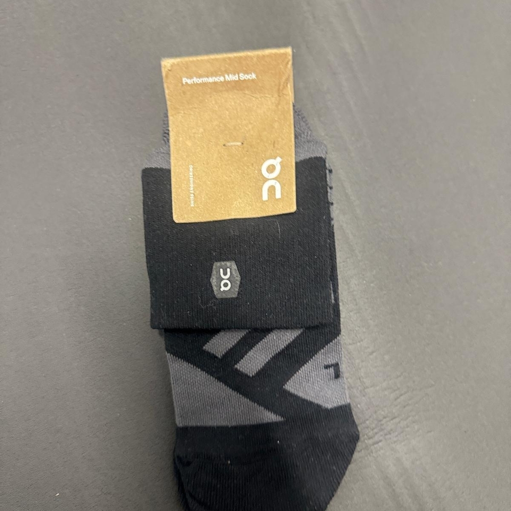 ON Performance Mid Stretch-jersey Socks Black And Grey Sz M - Picture 10 of 10